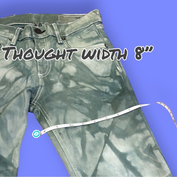 Originally NWT White Skinny Jeans Now Hand Marble Dyed in Sage Green. Size 27 - Picture 7 of 8